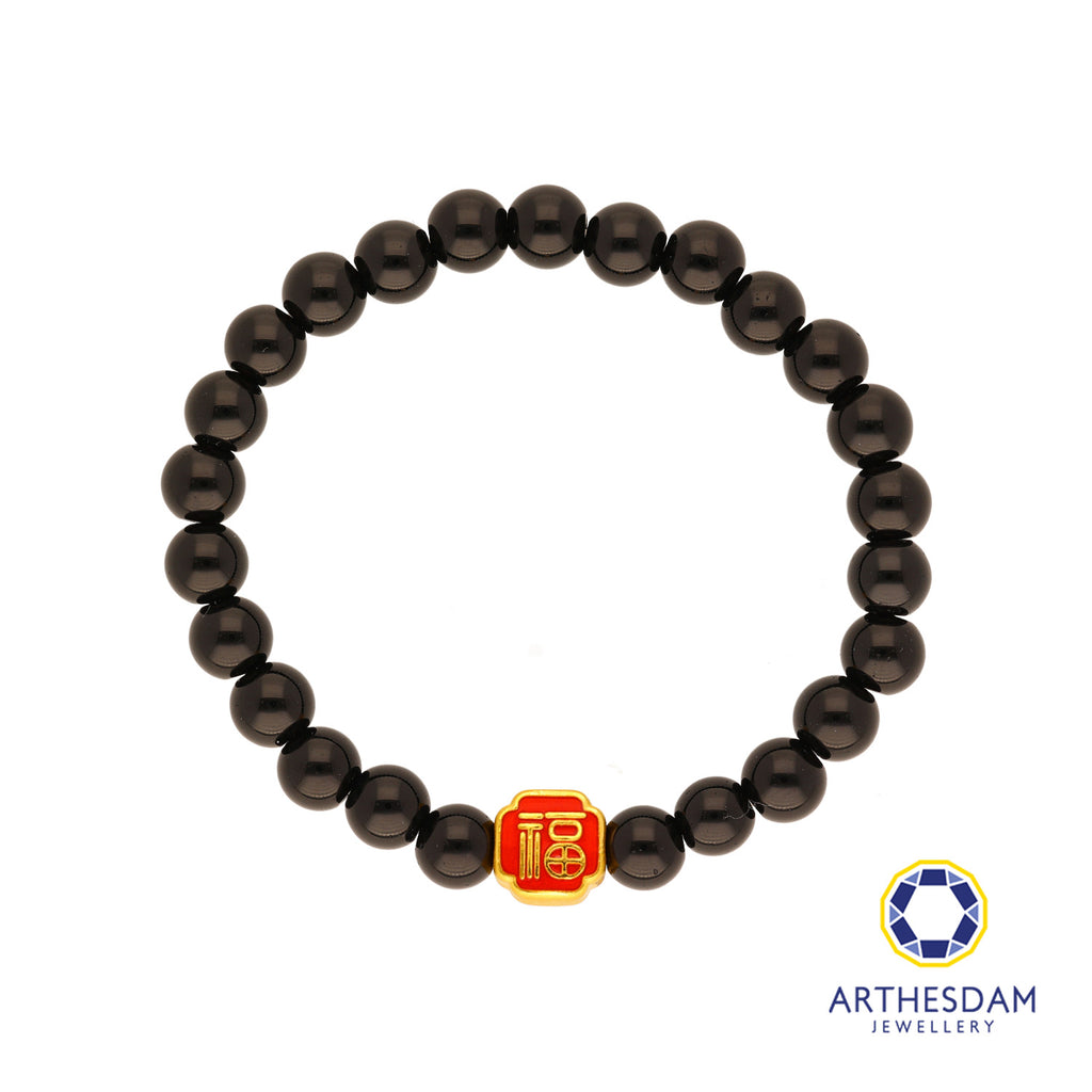 Arthesdam Jewellery 999 Gold 福 Fu Blessing Beaded Bracelet