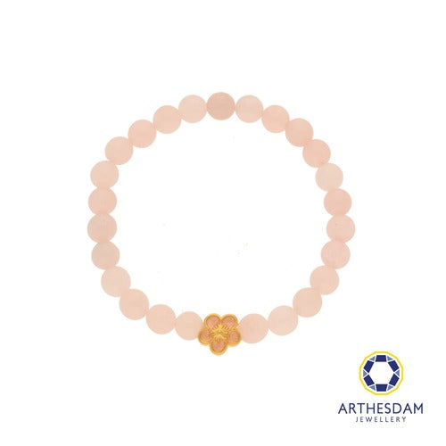 Arthesdam Jewellery 999 Gold Sakura Rose Quartz Beaded Bracelet