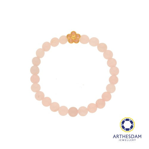Arthesdam Jewellery 999 Gold Sakura Rose Quartz Beaded Bracelet