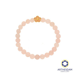 Arthesdam Jewellery 999 Gold Sakura Rose Quartz Beaded Bracelet