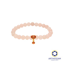 Load image into Gallery viewer, Arthesdam Jewellery 999 Gold Dangle Red Wealth Lock Rose Quartz Beaded Bracelet
