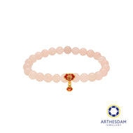 Arthesdam Jewellery 999 Gold Dangle Red Wealth Lock Rose Quartz Beaded Bracelet