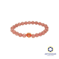 Arthesdam Jewellery 999 Gold Mini Red Wealth Lock Strawberry Quartz Beaded Bracelet