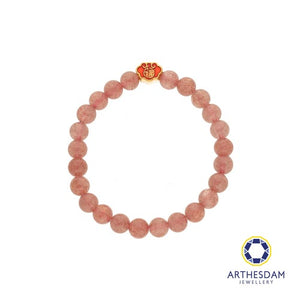 Arthesdam Jewellery 999 Gold Mini Red Wealth Lock Strawberry Quartz Beaded Bracelet
