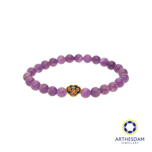 Arthesdam Jewellery 999 Gold Mini Blue Wealth Lock Amethyst Beaded Bracelet