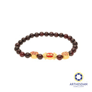 Arthesdam Jewellery 999 Gold 3-in-1 Multi Blessings Red Garnet Beaded Bracelet