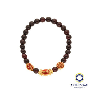 Arthesdam Jewellery 999 Gold 3-in-1 Multi Blessings Red Garnet Beaded Bracelet