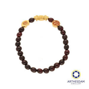 Arthesdam Jewellery 999 Gold 3-in-1 Multi Blessings Red Garnet Beaded Bracelet
