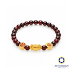 Arthesdam Jewellery 999 Gold 3-in-1 Multi Blessings Red Garnet Beaded Bracelet