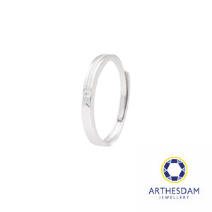 Arthesdam Jewellery 925 Silver X Single Stone Adjustable Ring