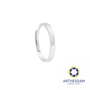 Arthesdam Jewellery 925 Silver X Single Stone Adjustable Ring