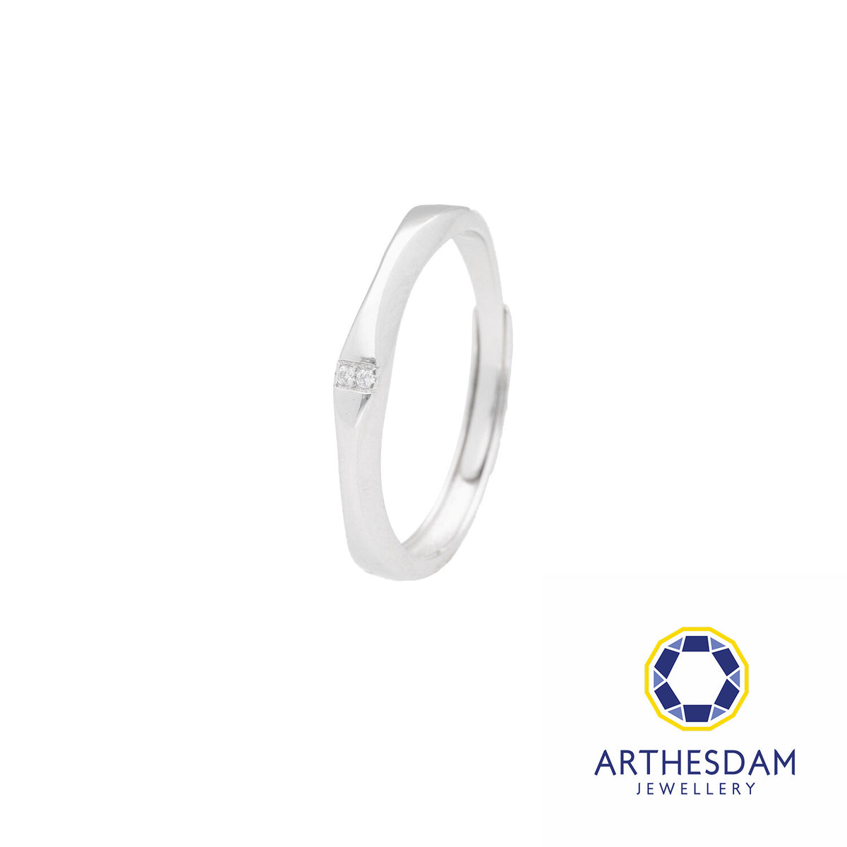 Arthesdam Jewellery 925 Silver Double Stone Adjustable Ring