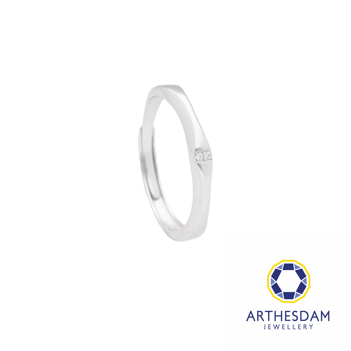 Arthesdam Jewellery 925 Silver Double Stone Adjustable Ring