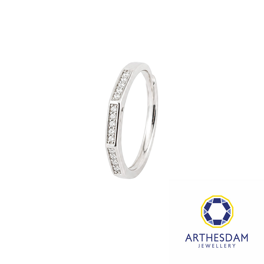Arthesdam Jewellery 925 Silver 12 Sparkly Stones Adjustable Ring