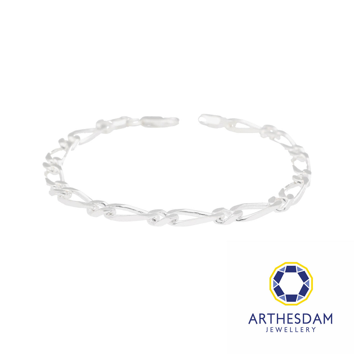Arthesdam Jewellery 925 Silver Chunky Figaro Bracelet