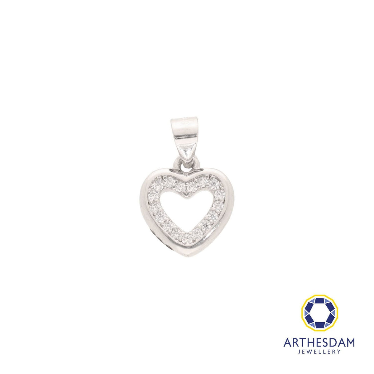 Arthesdam Jewellery 925 Silver Sparkling Heart Outline Pendant