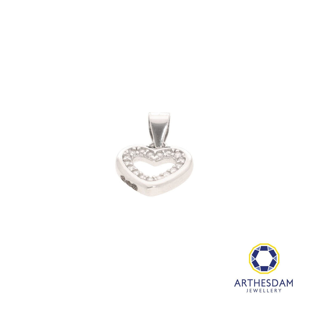 Arthesdam Jewellery 925 Silver Sparkling Heart Outline Pendant