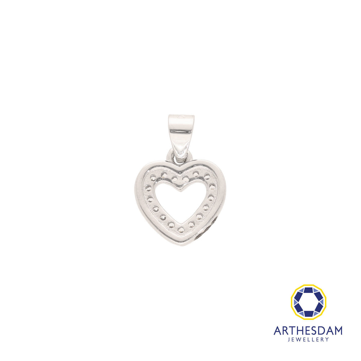 Arthesdam Jewellery 925 Silver Sparkling Heart Outline Pendant