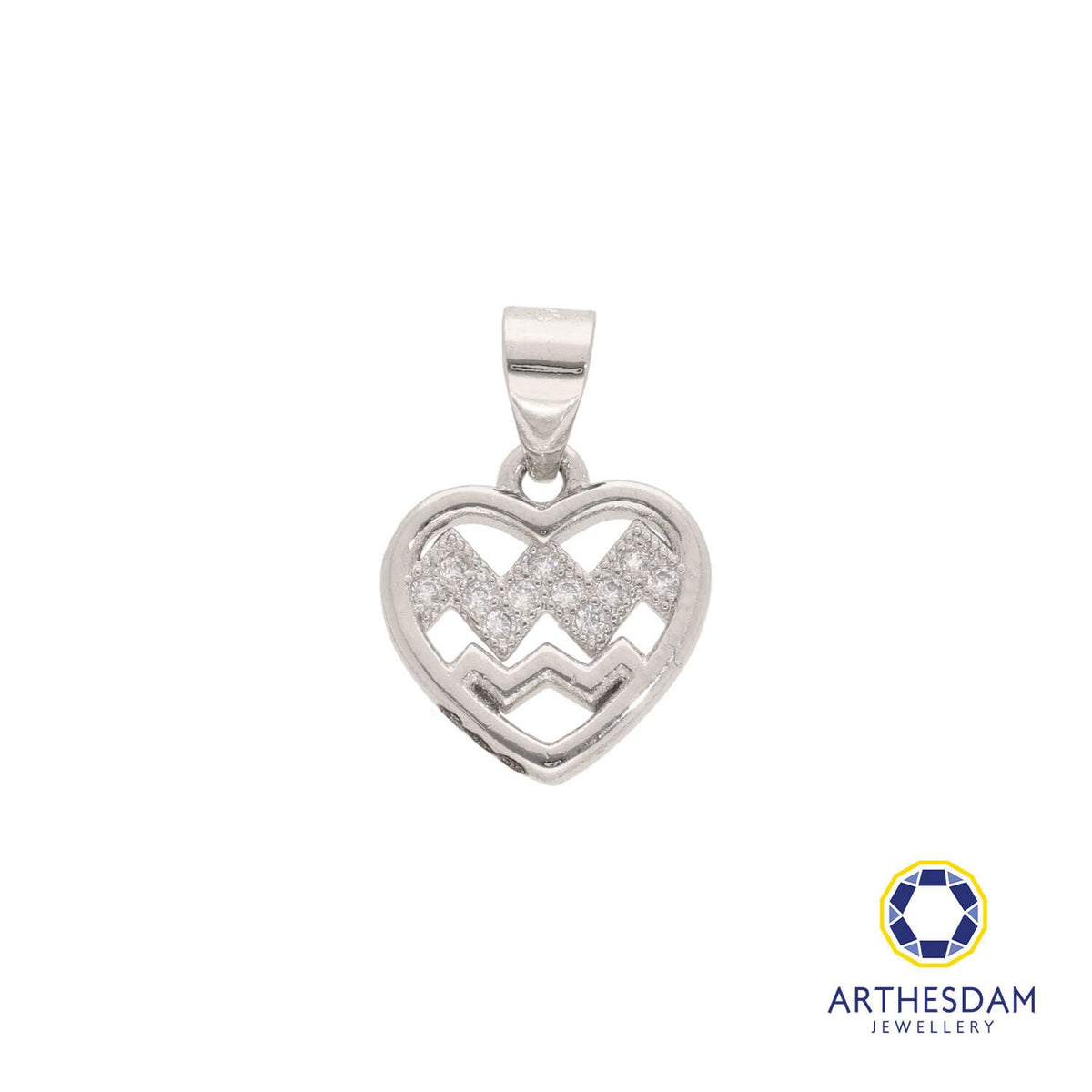 Arthesdam Jewellery 925 Silver Zig Zag Heart Pendant