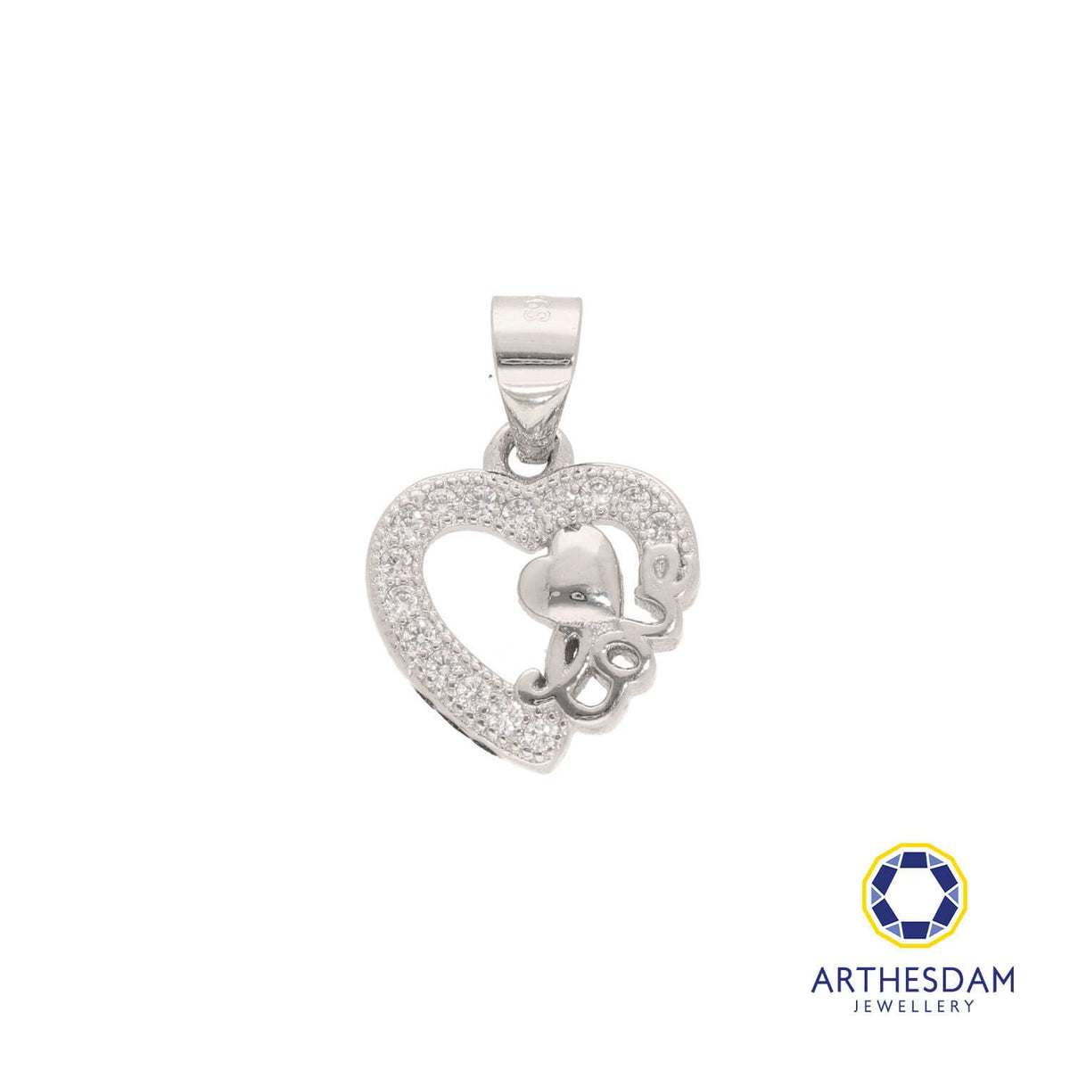 Arthesdam Jewellery 925 Silver Heart with Love Pendant
