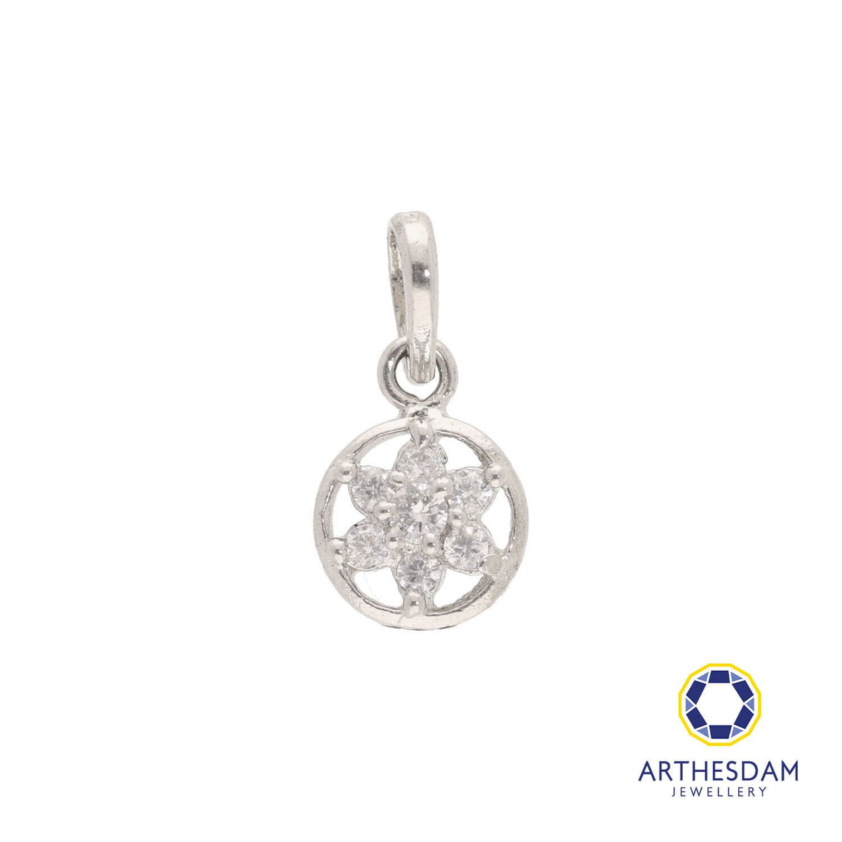 Arthesdam Jewellery 925 Silver Sparkling Flower in Frame Pendant