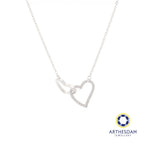 Arthesdam Jewellery 925 Silver Moissanite Interlock Hearts Necklace