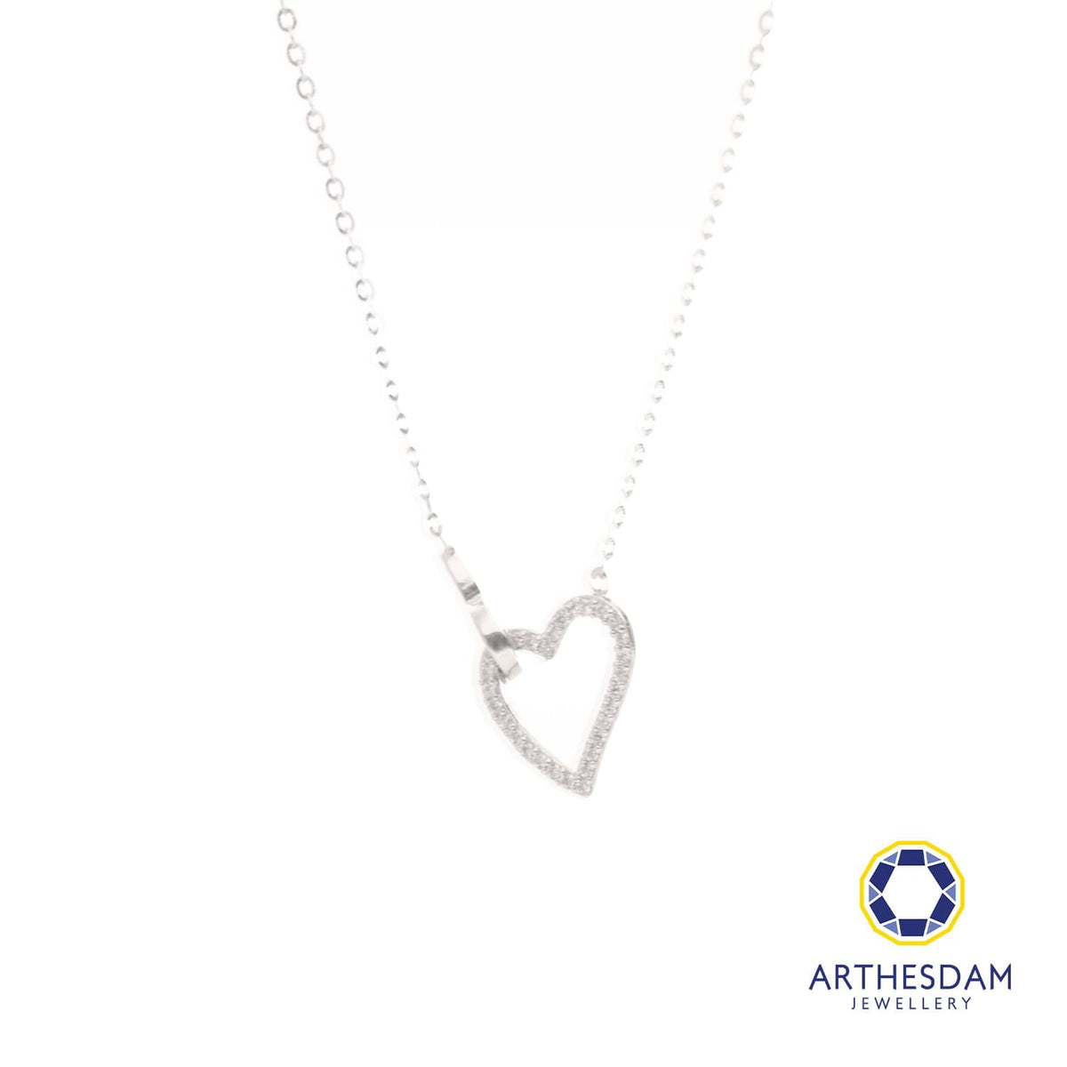 Arthesdam Jewellery 925 Silver Moissanite Interlock Hearts Necklace