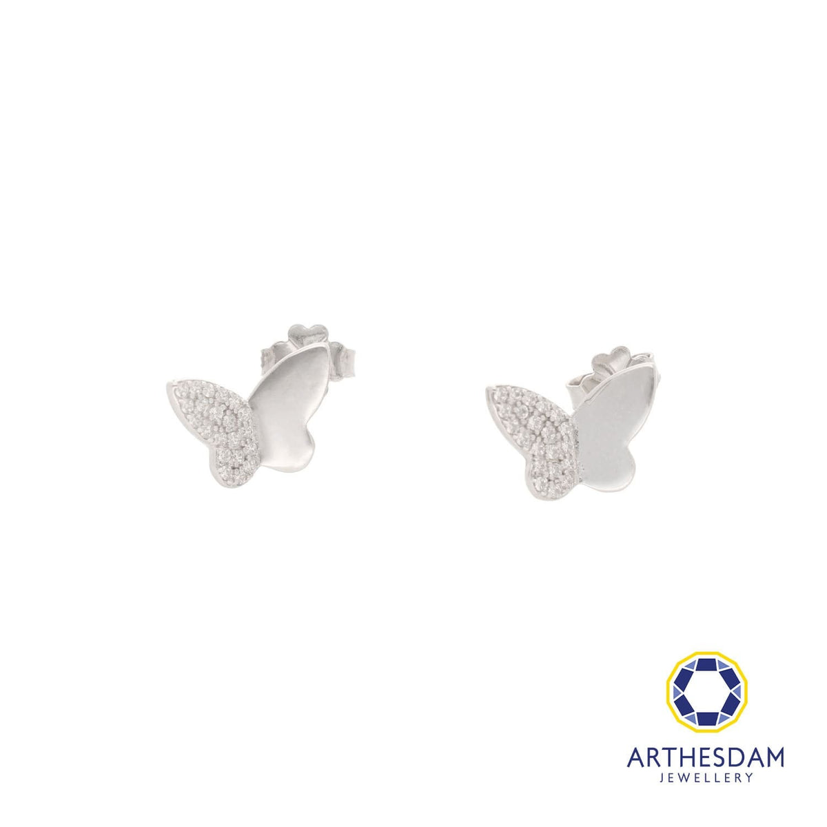 Arthesdam Jewellery 925 Silver Sparkling Butterfly Earrings
