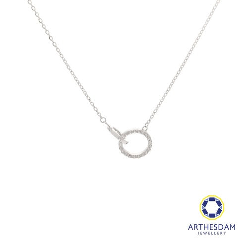 Arthesdam Jewellery 925 Silver Interlocking Double Sparkle Ring Necklace