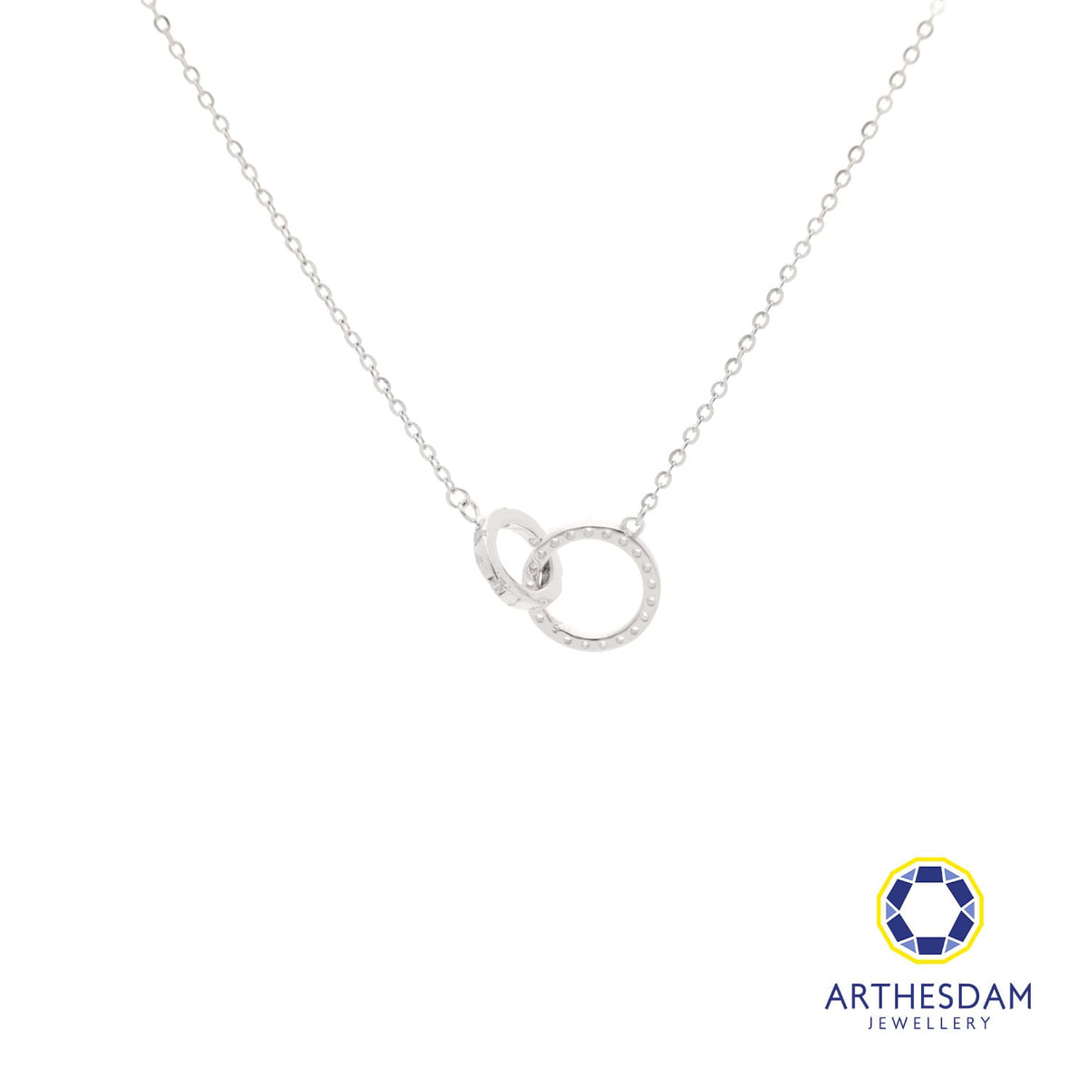 Arthesdam Jewellery 925 Silver Interlocking Double Sparkle Ring Necklace