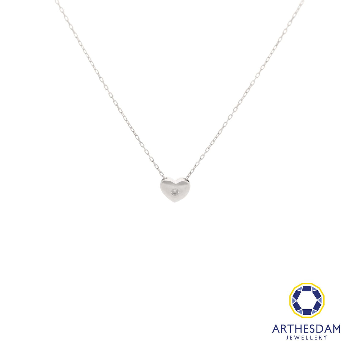 Arthesdam Jewellery 925 Silver Heart Soliaire Necklace
