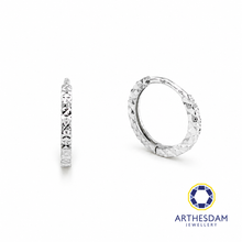 Load image into Gallery viewer, Arthesdam Jewellery 18K White Gold Sparkles Petite Hoop Earrings
