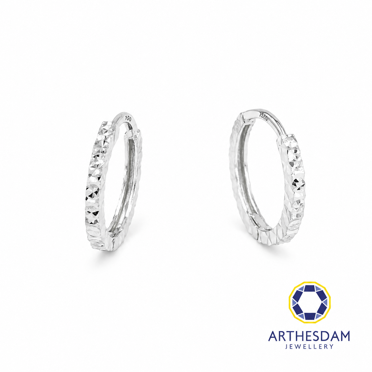 Arthesdam Jewellery 18K White Gold Sparkles Petite Hoop Earrings