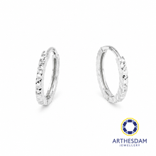 Load image into Gallery viewer, Arthesdam Jewellery 18K White Gold Sparkles Petite Hoop Earrings
