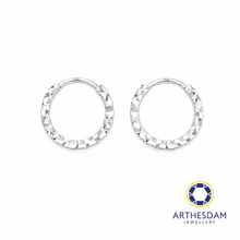 Load image into Gallery viewer, Arthesdam Jewellery 18K White Gold Sparkles Petite Hoop Earrings
