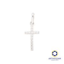 Load image into Gallery viewer, Arthesdam Jewellery 18K White Gold Stone Cross Pendant
