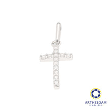 Load image into Gallery viewer, Arthesdam Jewellery 18K White Gold Stone Cross Pendant
