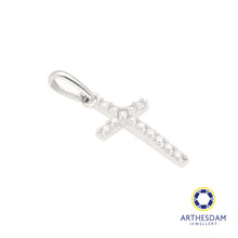 Load image into Gallery viewer, Arthesdam Jewellery 18K White Gold Stone Cross Pendant
