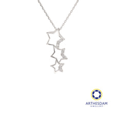 Load image into Gallery viewer, Arthesdam Jewellery 18K White Gold Trio Shining Star Pendant
