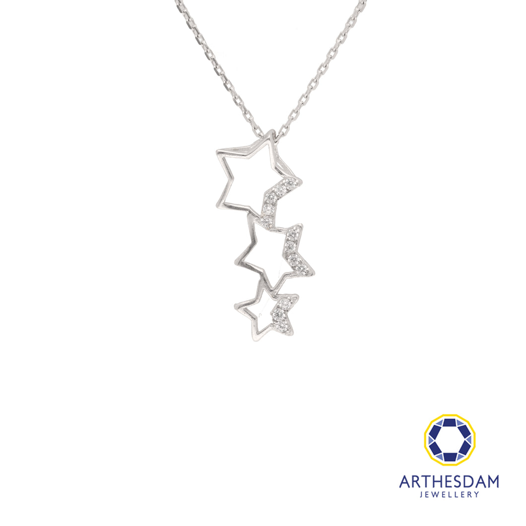 Arthesdam Jewellery 18K White Gold Trio Shining Star Pendant