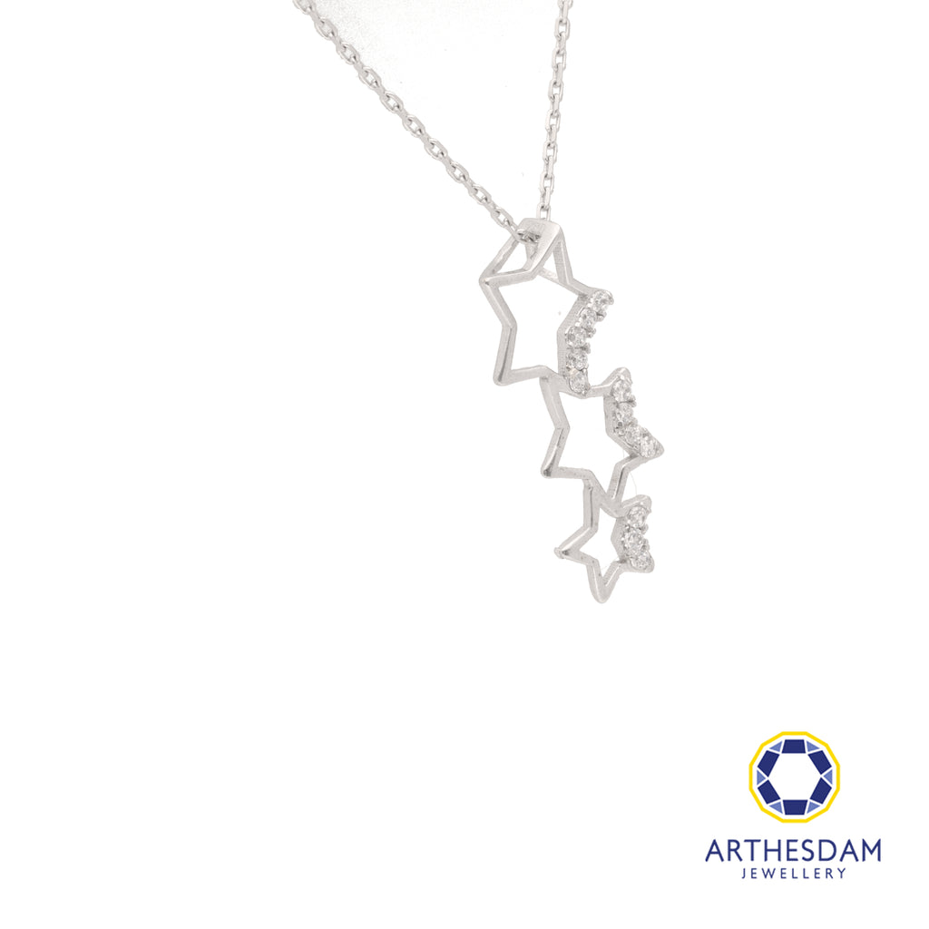 Arthesdam Jewellery 18K White Gold Trio Shining Star Pendant