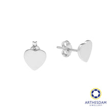 Load image into Gallery viewer, Arthesdam Jewellery 18K White Gold Plain Heart Earrings
