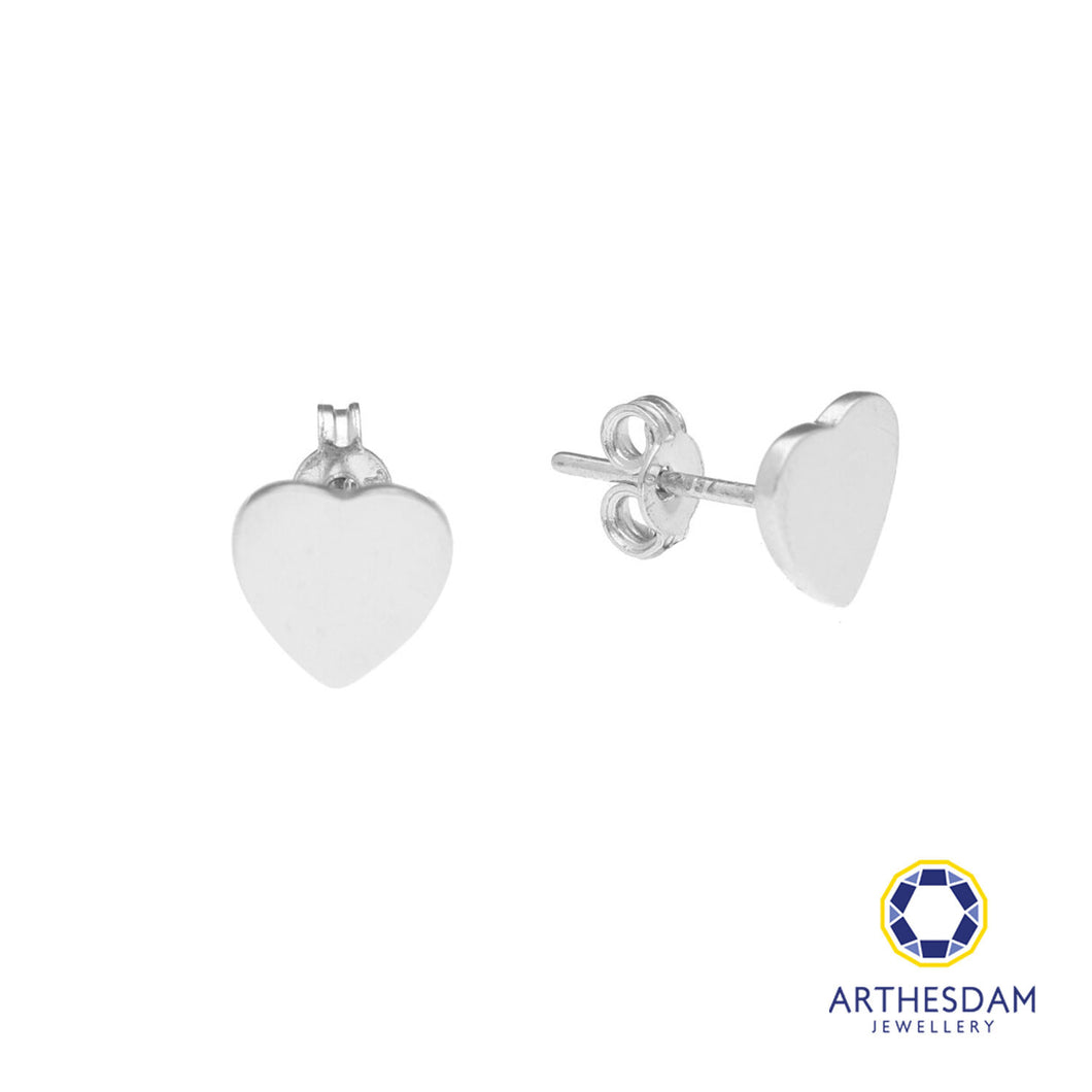 Arthesdam Jewellery 18K White Gold Plain Heart Earrings