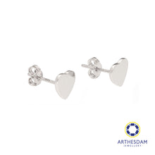 Load image into Gallery viewer, Arthesdam Jewellery 18K White Gold Plain Heart Earrings
