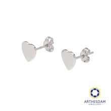 Load image into Gallery viewer, Arthesdam Jewellery 18K White Gold Plain Heart Earrings
