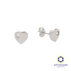 Arthesdam Jewellery 18K White Gold Plain Heart With Stone Earrings