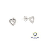 Arthesdam Jewellery 18K White Gold Heart Outline With Stone Earrings