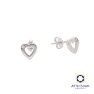 Arthesdam Jewellery 18K White Gold Heart Outline With Stone Earrings