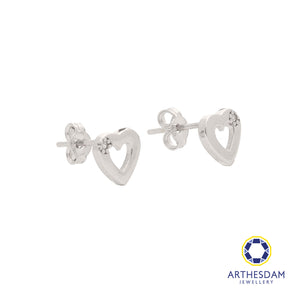 Arthesdam Jewellery 18K White Gold Heart Outline With Stone Earrings