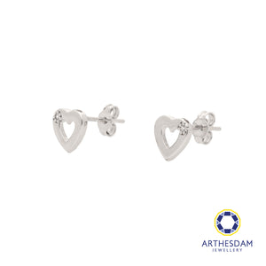 Arthesdam Jewellery 18K White Gold Heart Outline With Stone Earrings